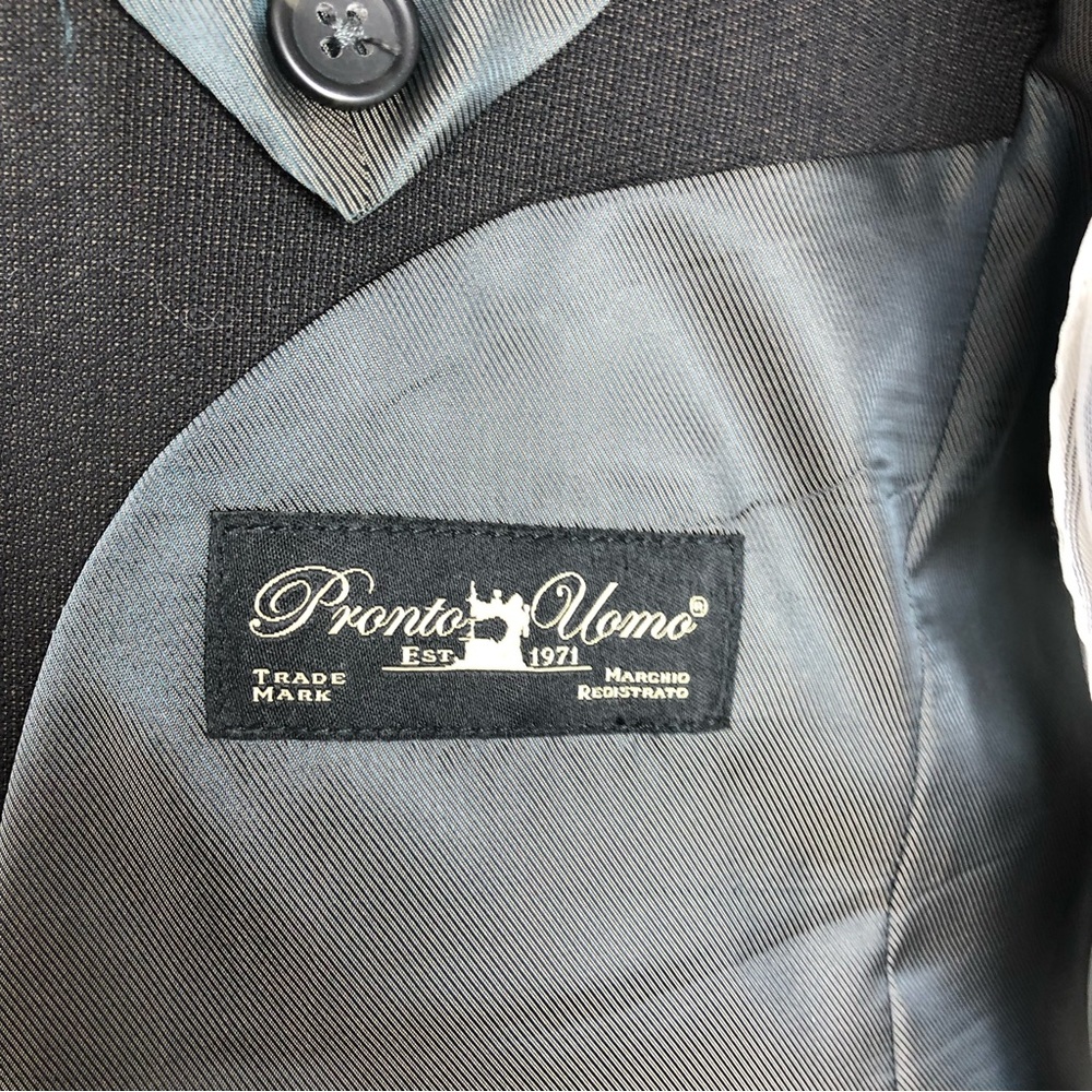 Pronto Uomo 100% wool Sport Coat 40R‎ Blazer Jacket Men’s Dark Gray 2 Button - Picture 11 of 15